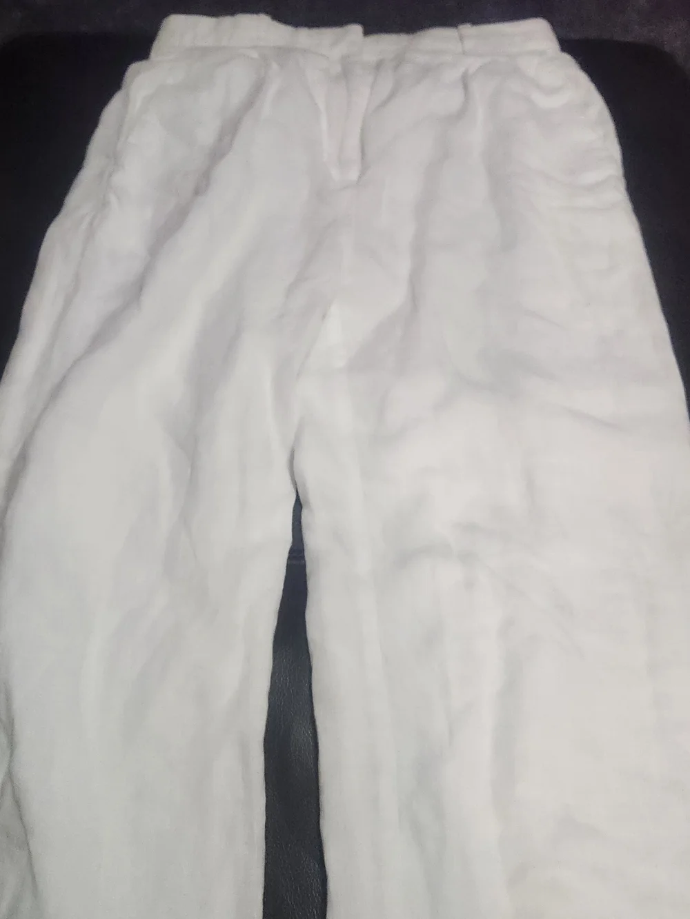 White Lightweight Linen-Blend Pants